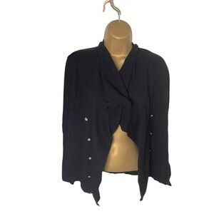 Chaps Lightweight Embellished Open Cardigan Black PM